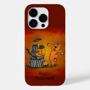 Coque Pour iPhone 14 Pro Joyeux Halloween ! Chien et araignée de chauve-sou