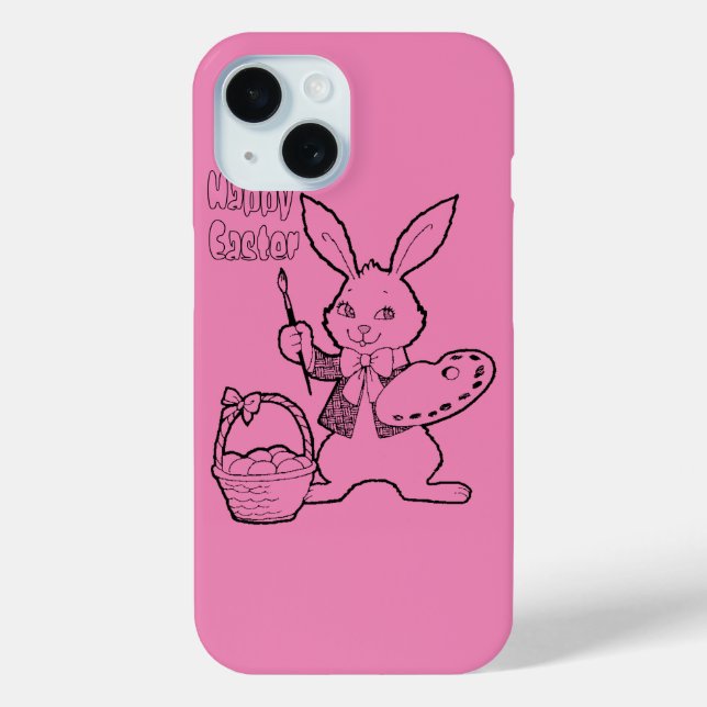 Coques Case-Mate iPhone Joyeux lapin de Pâques rose (Verso)
