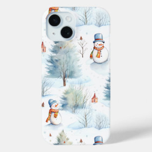 Coque Pour iPhone 15 Joyeux Motif des Snowmen