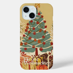 Coque Pour iPhone 15 Joyeux Noël arbre cadeaux style rétro