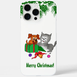 Coques iPhone 16 Pro Max Joyeux Noël avec chat et chiot