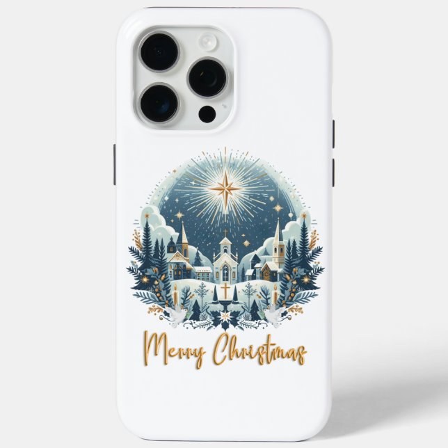 Coques Case-Mate iPhone Joyeux Noël bleu et or (Verso)