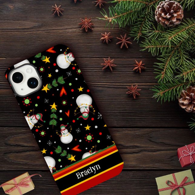 Coques Case-Mate iPhone Joyeux Noël mignon Snowman Inspirivée Nom (Créateur téléchargé)