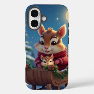 Coques iPhone 16 Joyeux Noël petit écureuil
