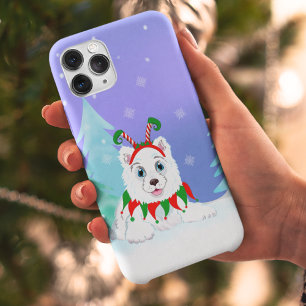 Case-Mate iPhone Case Joyeux Noël Samoyed avec un bandeau d'elfe 