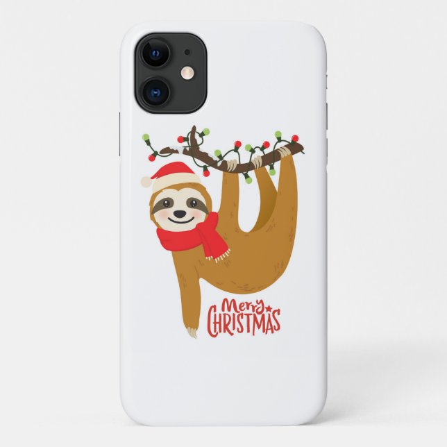Coques Case-Mate iPhone Joyeux Noël Sloth | Vacances (Dos)