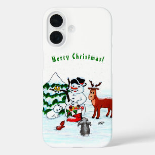 Coques iPhone 16 Joyeux Noël ! Snowman avec amis