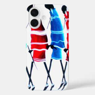 Coques iPhone 16 Joyeux peuple Massaï Guerriers Marcher Art Imprime