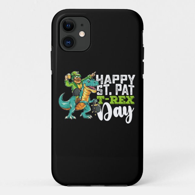 Coques Case-Mate iPhone Joyeux St Patrick's Day Pat T Rex Dinosaur (Dos)
