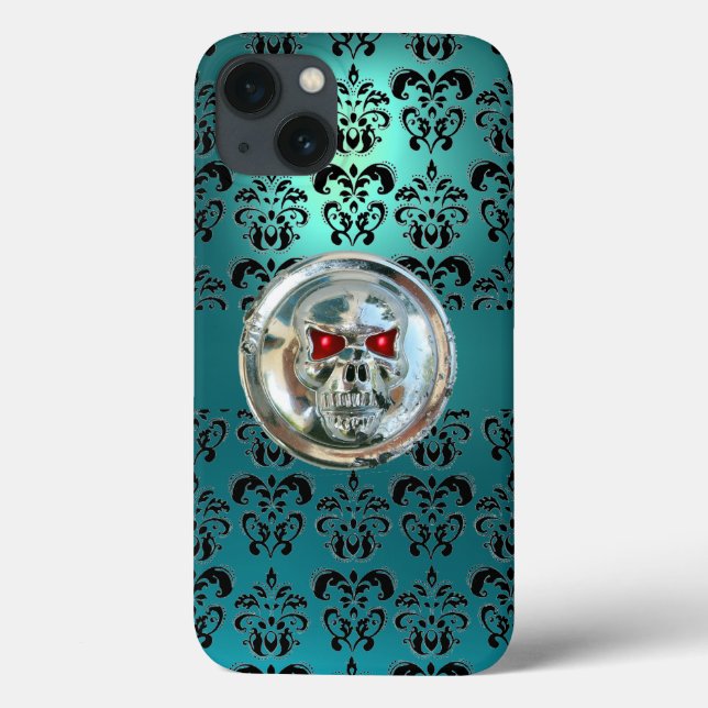 Coques Case-Mate iPhone JUMEAUX TURQUOISE TURQUOISE BLEU DAMASK rouge noir (Verso)