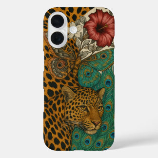 Coques iPhone 16 Jungle Majesty : Leopard & Nature Collage