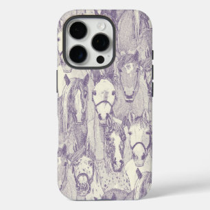 Coques iPhone 16 Pro juste chevaux perle violette