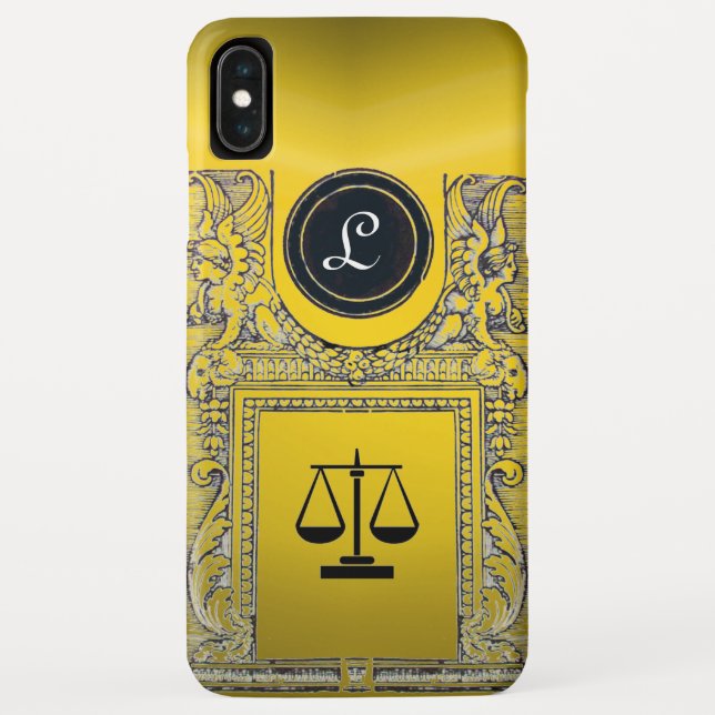 Coques Case-Mate iPhone JUSTICE BUREAU JURIDIQUE, PROCUREUR JAUNE MONogram (Dos)