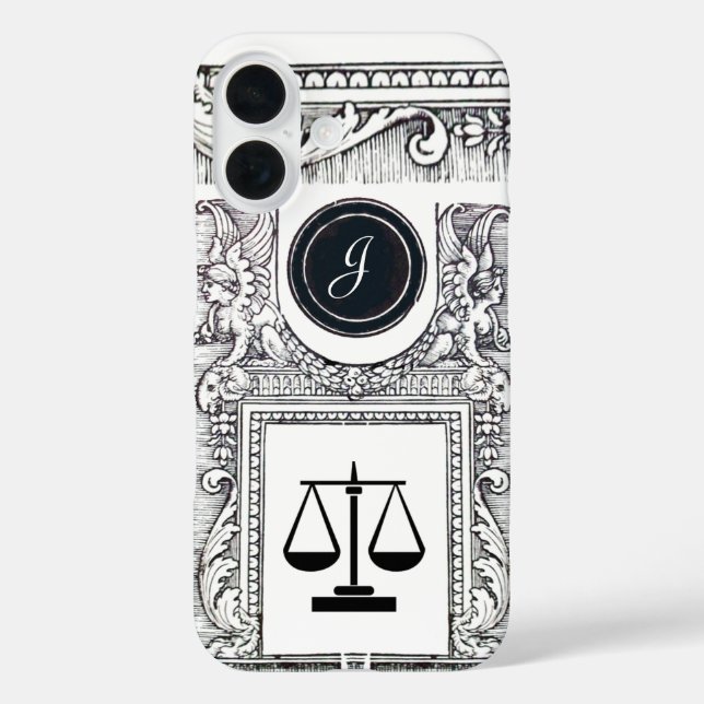 Coques Case-Mate iPhone JUSTICE BUREAU JURIDIQUE, PROCUREUR Monogramme Bla (Verso)