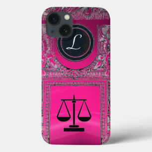 iPhone 13 Coque JUSTICE BUREAU JURIDIQUE, PROCUREUR Monogramme ros