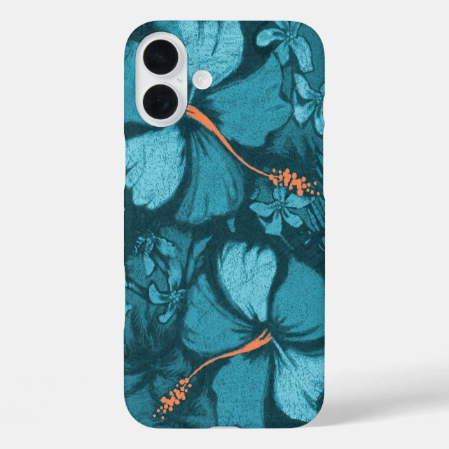 Coques Case-Mate iPhone Kahala Hibiscus Hawaiian Lava Rock Turquoise (Verso)