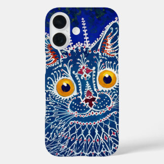 Coques iPhone 16 Kaleidoscope Cat bleu