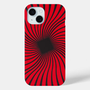 Coque Pour iPhone 15 Kaleidoscope noir et rouge