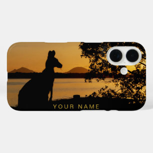 Coques iPhone 16 Kangaroo Australie Noir & Or Sunset Silhouette