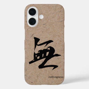 Coques iPhone 16 Kanji japonais pour le néant sur papier washi