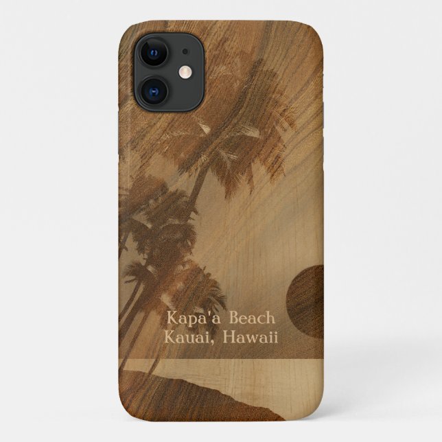 Coques Case-Mate iPhone Kapaa Sunset Hawaii Faux Koa Wood (Dos)