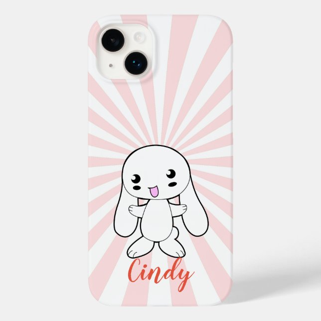 Coques Case-Mate iPhone Kawaii Bunny's Hug Custom (Rose) (Verso)