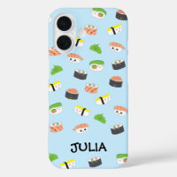 Kawaii personnalisé, illustration sushi bleu migno