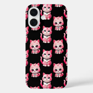 Coques iPhone 16 Kawaii Rose Kitty Cats Design