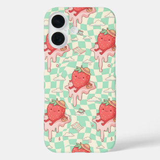 Coques iPhone 16 Kawaii Strawberry Picnic Pattern