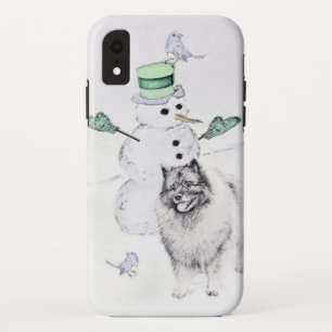 Case-Mate iPhone Case Keeshond Noël Snowman Peinture Chien Art