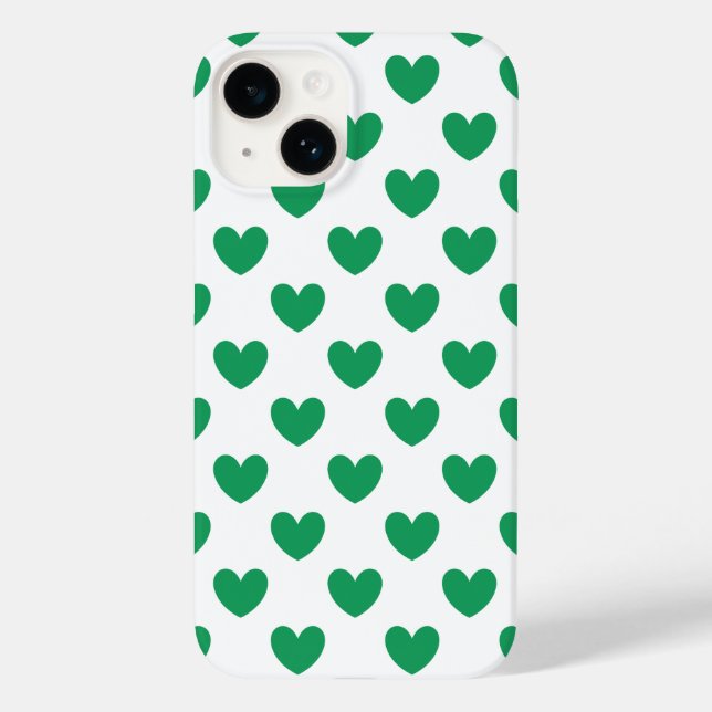 Coques Case-Mate iPhone Kelly Coeurs polka vert sur blanc (Verso)