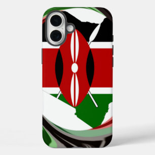 Coques iPhone 16 Plus Kenya Célébration drapeau coloré Carte vectorielle