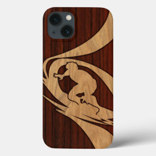 iPhone 13 Case Kewalos Hawaii Surfer Faux Wood
