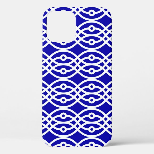 Coques Case-Mate iPhone Kimono imprimé, bleu cobalt et blanc (Verso)