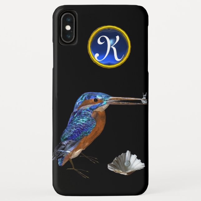 Coques Case-Mate iPhone KINGFISHER BLEU GEMSTONE MONOGRAM noir (Dos)