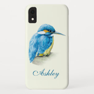 Coques Pour iPhone Kingfisher oiseau fine art nommé crème bleue