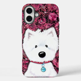 Coques iPhone 16 Plus KiniArt Westie Impressions florales