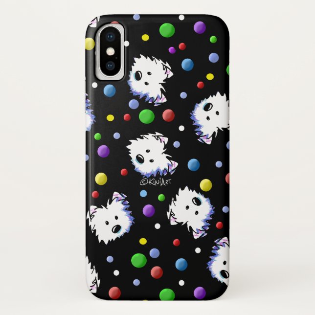 Coques Case-Mate iPhone KiniArt Westie Polka Dot (Dos)
