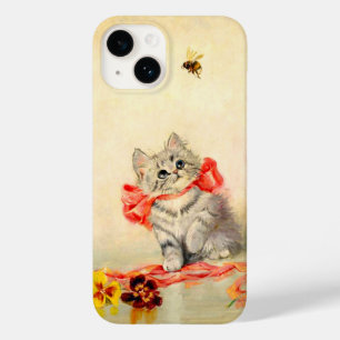 Coque Pour iPhone 14 Kitten avec ruban rouge