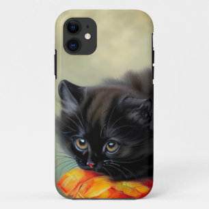Case-Mate iPhone Case Kitten noir vintage avec couverture de fleurs roug