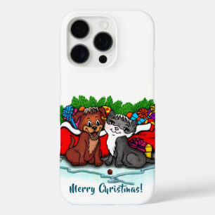 Coques iPhone 16 Pro Kitty et Puppy , Joyeux Noël