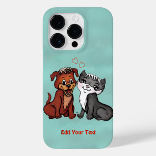 Coque Pour iPhone 14 Pro Kitty et Puppy, Modifier votre texte