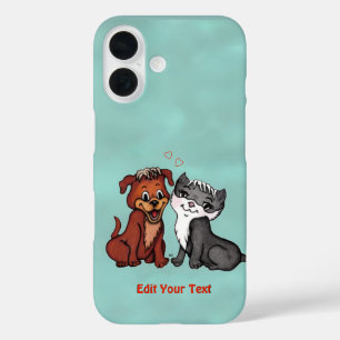 Coques iPhone 16 Kitty et Puppy, Modifier votre texte