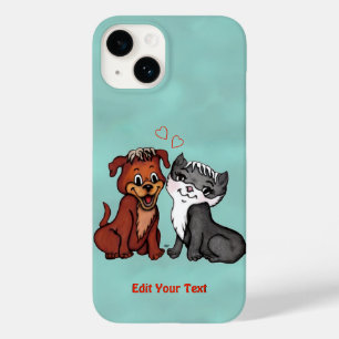 Coque Pour iPhone 14 Kitty et Puppy, Modifier votre texte
