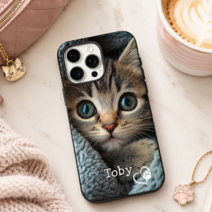 Coques iPhone 16 Pro Max Kitty personnalisé avec photo, nom et patte en for
