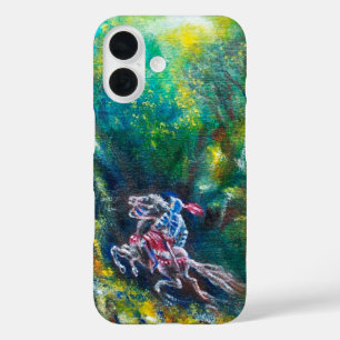 COQUES iPhone 16 KNIGHT LANCELOT, CHEVAL EN FORÊT VERTE