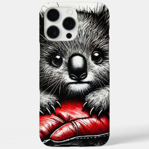 Coques iPhone 16 Pro Max Koala Bear repose dans un gant de boxe rouge