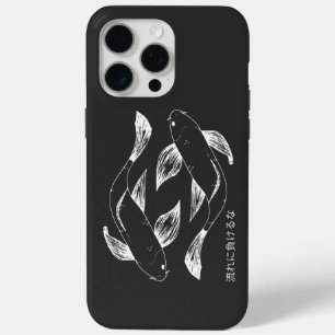 Coque iPhone 15 Pro Max Koi minimaliste inspiré du Japon noir et blanc