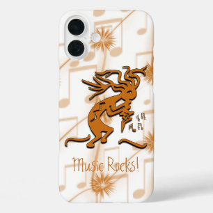 Coques iPhone 16 Plus Kokopelli Merrymaker Musicien Avec Notes Musicales