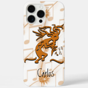 Coques iPhone 16 Pro Max Kokopelli Merrymaker Musicien Avec Notes Musicales